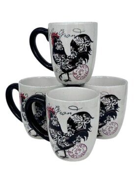 Damask Rooster by Certified INTL Jennifer Brinley Stoneware Coffee Mug Set of 4